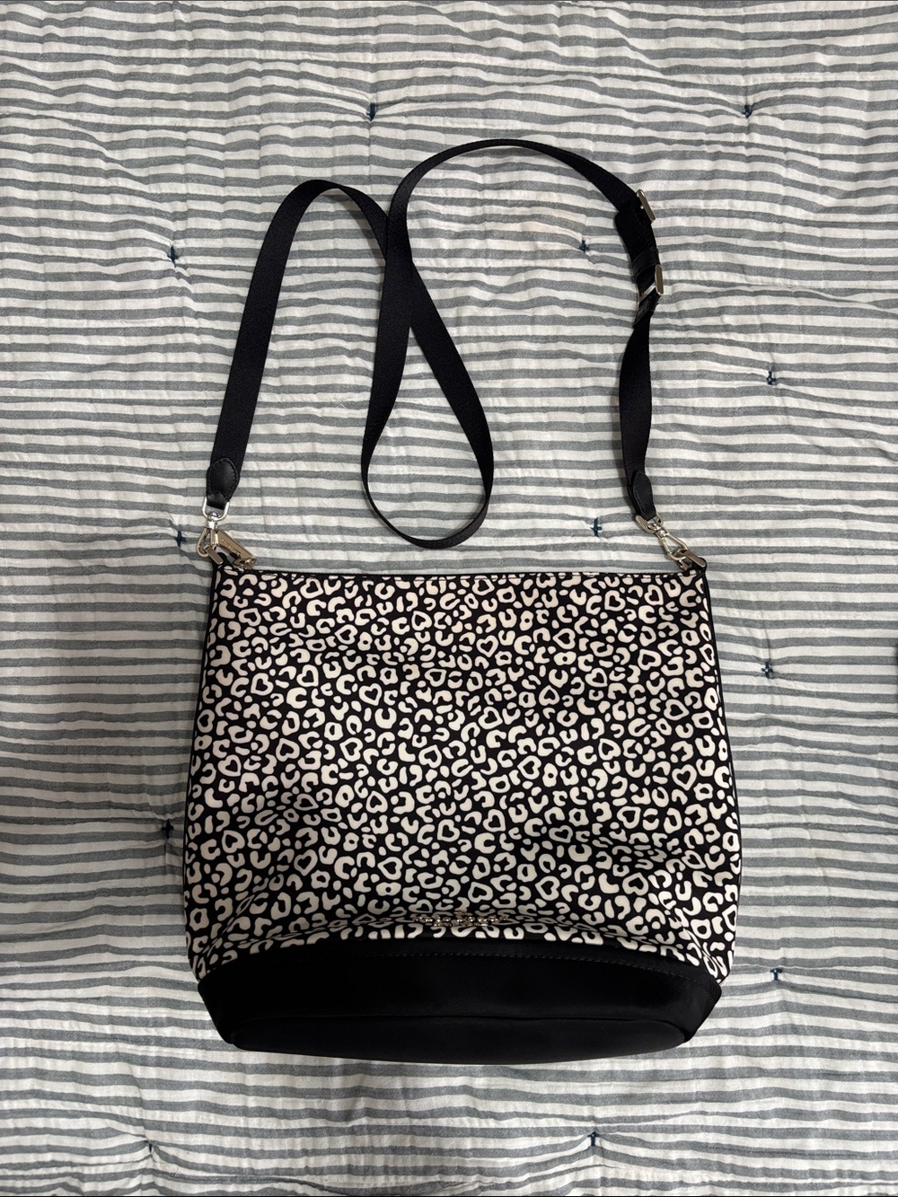 kate spade Black and Cream Leopard-Print Crossbody